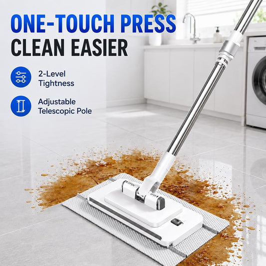 ⏳LAST DAY SALE ONLY ￡7.99!!🔥Extendable Telescopic Disposable Flat Clip Mop, 360° Swivel Lightweight Floor Mop -✨Multi-purpose Cleaner for Hardwood, Tile, Kitchen & Bathroom