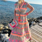 💕What should I wear tomorrow?💕Women's Loose V-Neck Vintage Stripe Pattern Sleeveless Dress