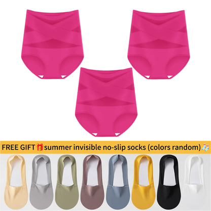 💖Last Day-Buy 1 Get 3 Packs💖Plus-Size High-Waist Cross Tummy Control Panties2