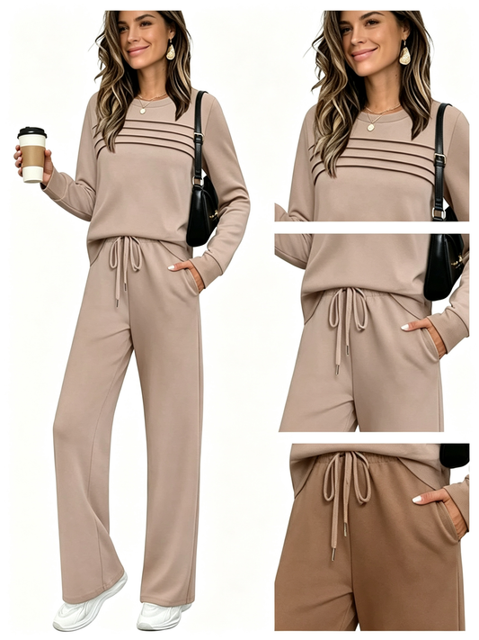 🔥LAST DAY SALE 50% OFF👍✨Women's Crew Neck Top & Drawstring Pants Set