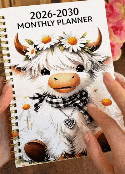 ⏰📅 LAST DAY SALE ONLY￡7.99!! 🐮 Highland Cow 5-Year Monthly Planner – Long-Term Organisation & Goal Planning in One Place 2✨