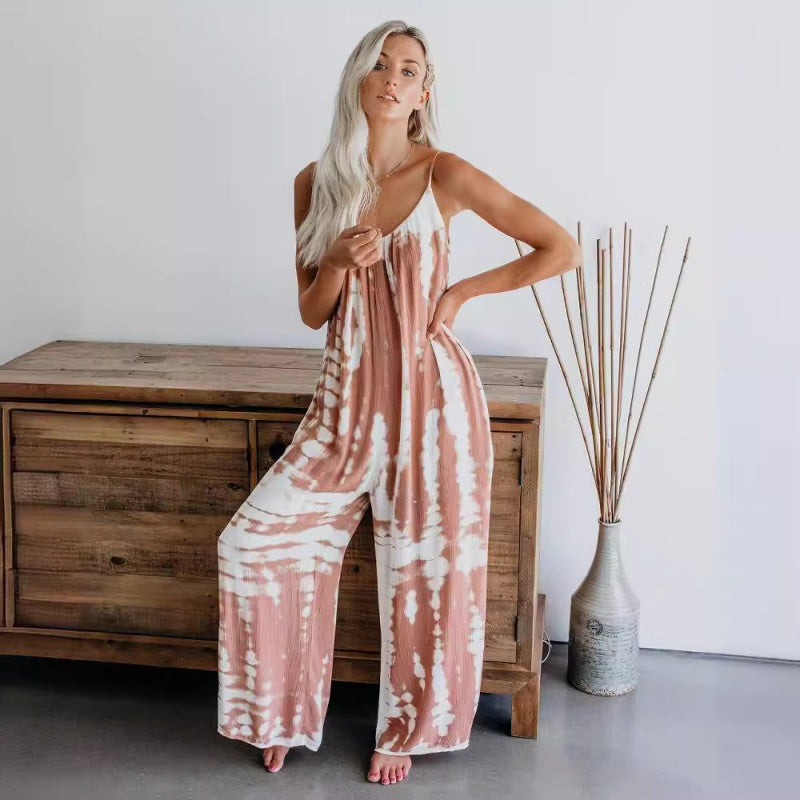 🔥Summer Hot Sale 50% OFF💝✨Women's Fashion Spaghetti Strap Printed Jumpsuit