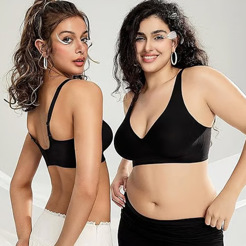 Deep V Plunge Push-up Wirefree Seamless Bra