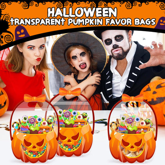 👻⏳LAST DAY SALE ONLY￡8.99!🔥🎃Halloween Transparent Pumpkin Favor Bags✨Perfect for Party, Trick-or-Treat, Classroom Gifts