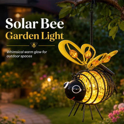 🐝50% OFF NOW ! 💡Hanging Solar Bee Garden Light – Warm Amber LED Lighting, Waterproof Metal Ornament, Auto On/Off, Decor for Patio, Yard, Camping & Indoor Kids Room