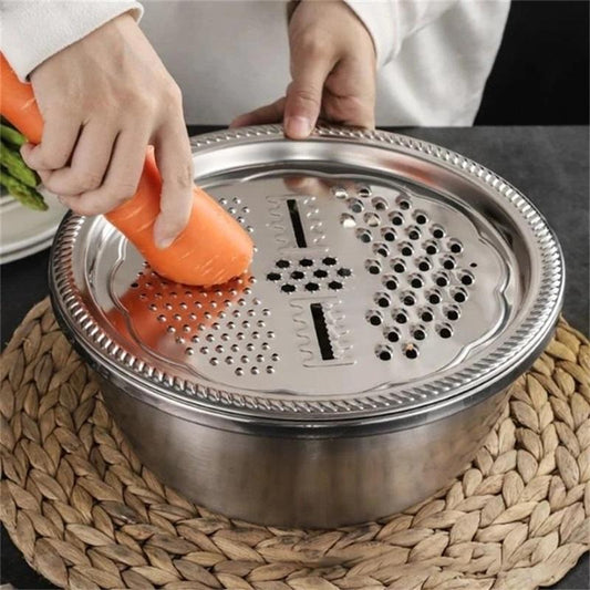 📢📢50% OFF !! ⏰🥬🥣3-in-1 Stainless Steel Grater Bowl – German Quality.
