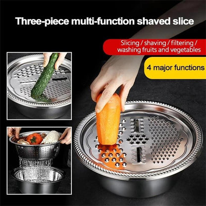 📢📢50% OFF !! ⏰🥬🥣3-in-1 Stainless Steel Grater Bowl – German Quality.