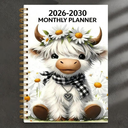 ⏰📅 LAST DAY SALE ONLY￡7.99!! 🐮 Highland Cow 5-Year Monthly Planner – Long-Term Organisation & Goal Planning in One Place 2✨