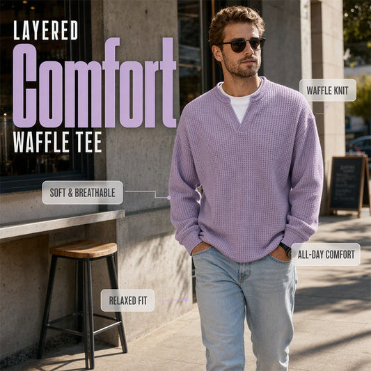 🔥 LAST DAY — ONLY £13.99! 👕 Men’s Textured Waffle Layered-Look Long-Sleeve Tee