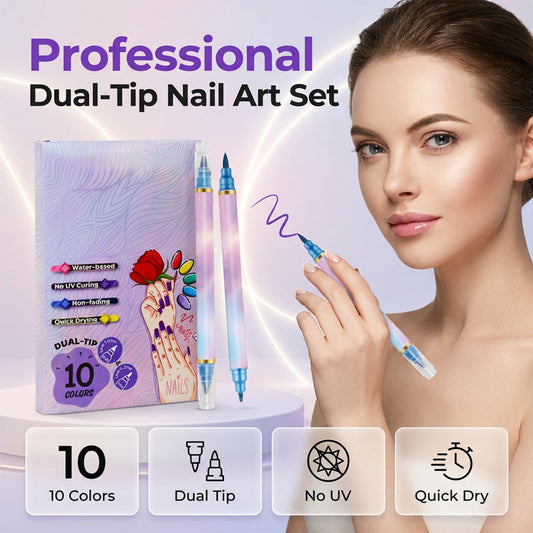 🥳🥳2026 HOT SALE🥳💞50K+ SOLD!⏳✨10-Color Dual-Tip Nail Art Marker Pen Set