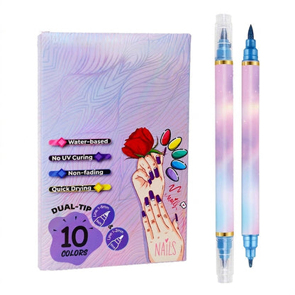 🥳🥳2026 HOT SALE🥳💞50K+ SOLD!⏳✨10-Color Dual-Tip Nail Art Marker Pen Set