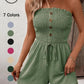 🎉Last Day Promotion 50% OFF💃Women's Strapless Frill Trim Shirred Tie Front Wide Leg Tube Romper
